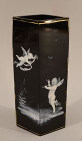 Victorian Black Amethyst Mary Gregory Vase