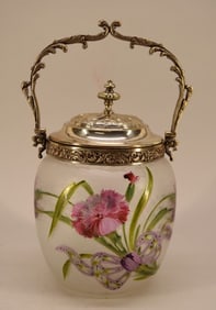 Hand Painted Enamel Glass Biscuit Jar