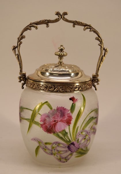 Hand Painted Enamel Glass Biscuit Jar (1 of 3)