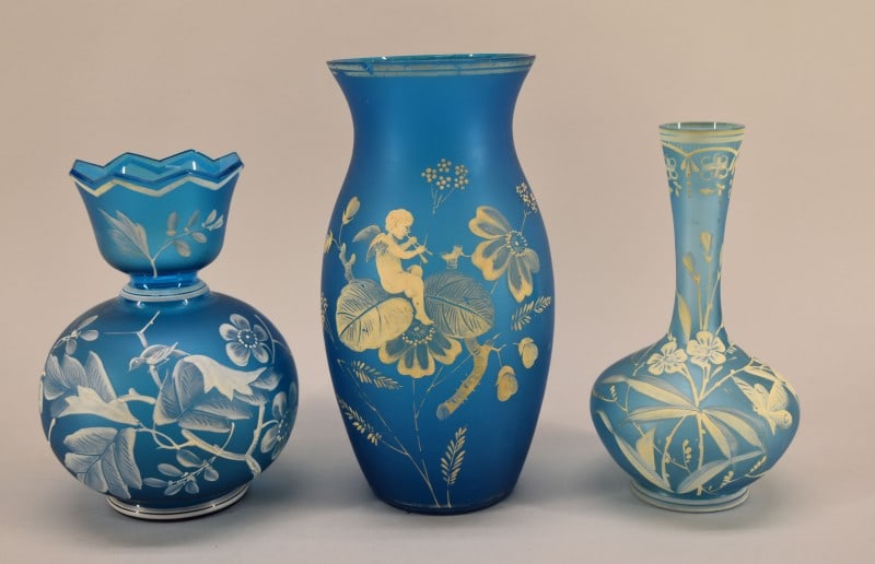 Blue Florentine Cameo Glass Vases (1 of 4)
