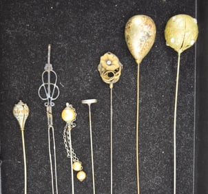 Antique Rhinestone & Brass Hat Pins