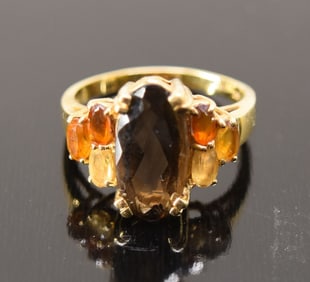 14k Yellow Gold & Smokey Quartz Ring