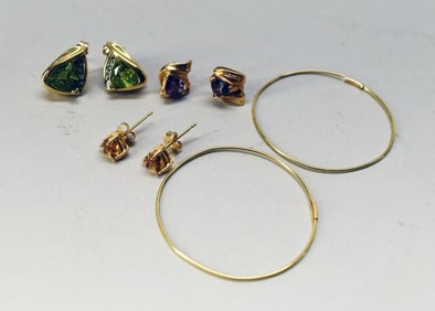 14k & 10k Amethyst, Peridot & Citrine Earrings