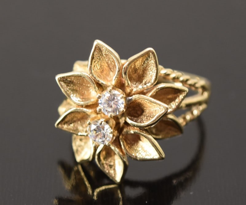 14k Yellow Gold Lotus Flower Ring (1 of 3)