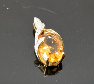 10k Yellow Gold Diamond & Citrine Pendant