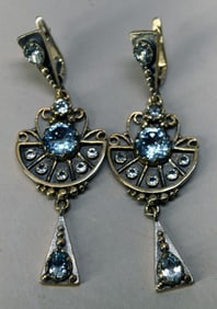 Sterling & Blue Topaz Drop Earrings