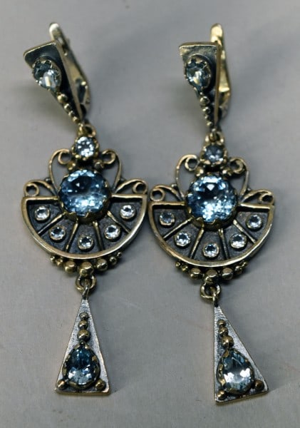 Sterling & Blue Topaz Drop Earrings (1 of 2)