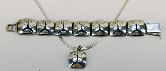 Sterling Silver Tree Of Life Bracelet & Pendant