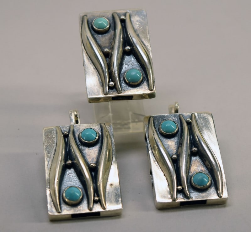 Sterling Silver & Turquoise Ring & Earrings (1 of 7)