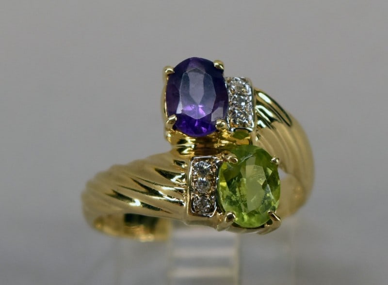 10k Yellow Gold Amethyst & Peridot Ring (1 of 4)