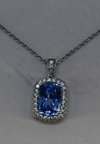 Swarovski Zirconia Blue Sterling Necklace