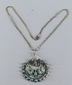 Matl Sterling Silver Gem Set Bird Pendant