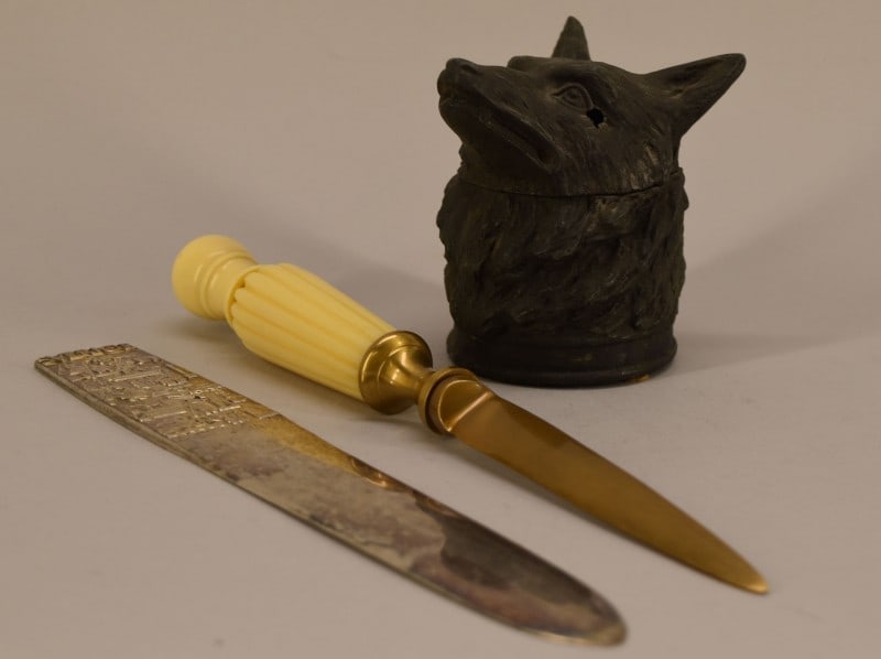 Letter Openers And Wolf Inkwell Desk Accessories (1 of 5)