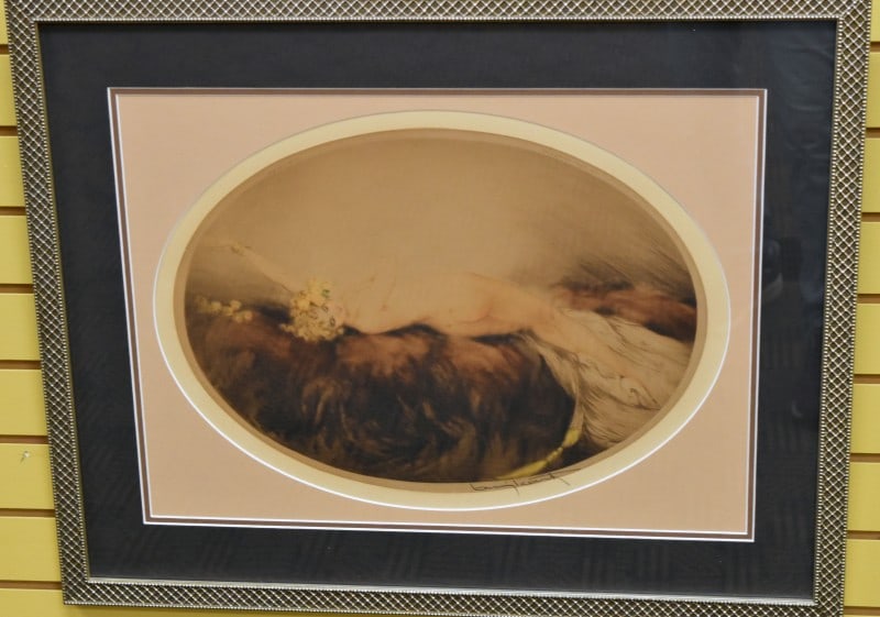 Louis Icart (french, 1888-1950) Venus Etching: Louis Icart, (french, 1888-1950) Oval Louis Icart Etching Of Venus, Reclining Nude. Signed Louis Icart In Pencil Lowert Right - Embossed With Seal/stamp L.i Paris Paris Windmill Lower Left - Upper Lef