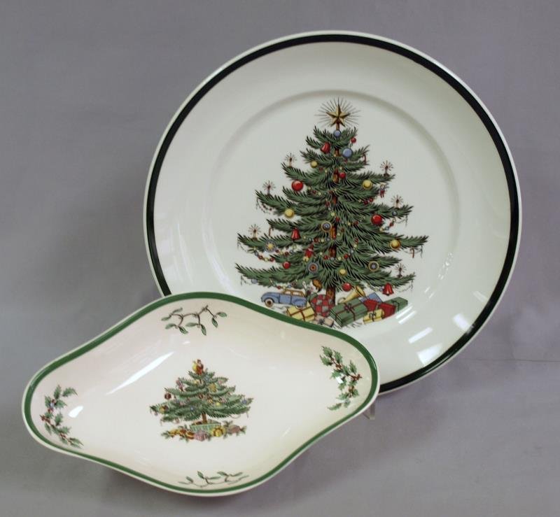 Spode Relish dish with other Christmas dishes: Nine Large Christmas dishes