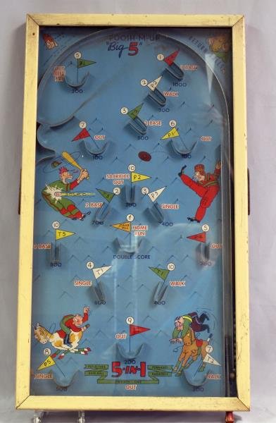 Vintage Pin Ball Machine: Made in USA by the Northwestern Products Co, St Louis,Called "Poosh-M-Up" Big 5, measures 23x13, good condition