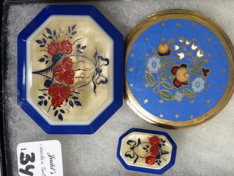 1940's Intaglio Pin and Earring: Along with Cloisionne Pin