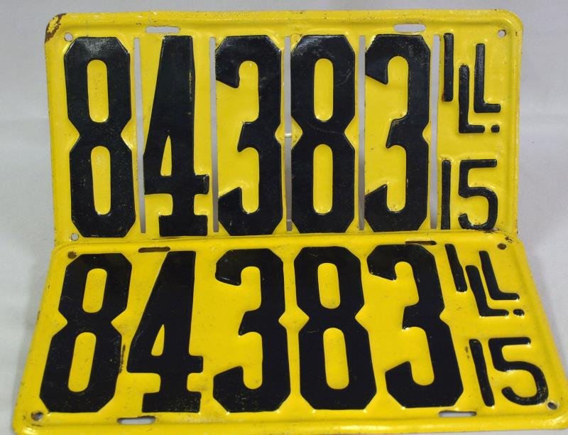 1915 Front and Back Illinois Plates: Five digits