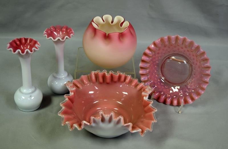 Fenton Pink Cased Art Glass Rose Bowl (1 of 1)