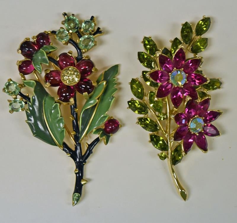 Vintage Trifari Floral Rhinestone Pins or Brooches (1 of 1)