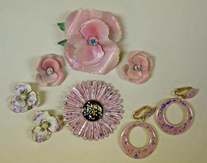 Mid-Century Pink Floral Demi-Parure Set (1 of 1)