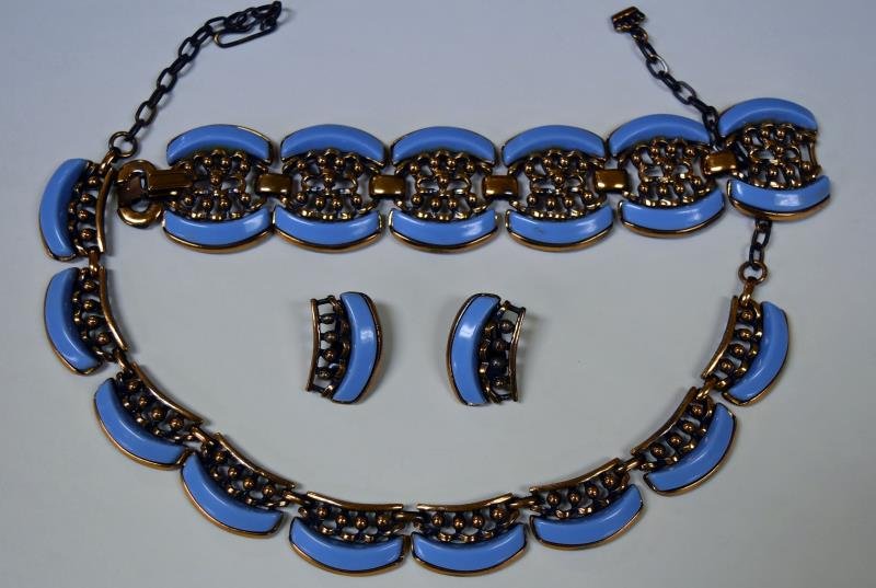 Mid-Century Copper and Blue Demi-Parure Set (1 of 2)