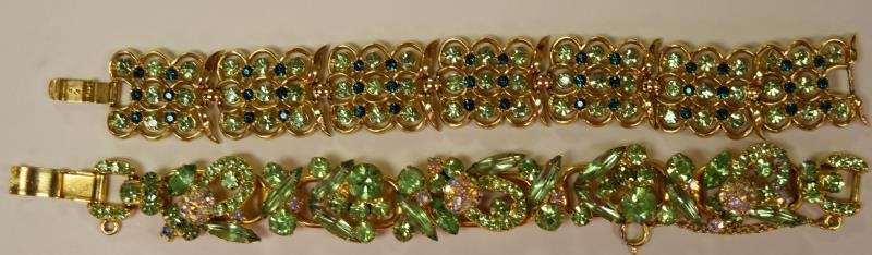 Two Green Rhinestone Vintage Bracelets (1 of 2)