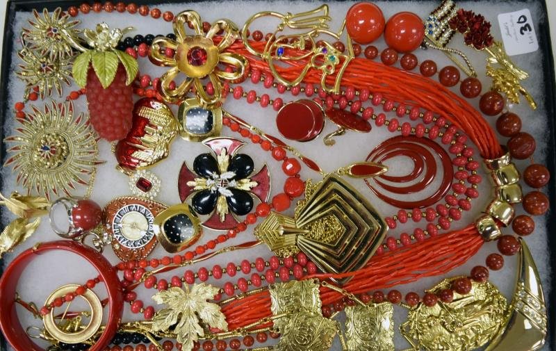 Collection of Red and Goldtone Costume Jewelry (1 of 2)