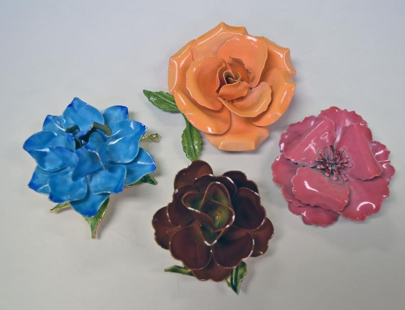 Mid-Century Metal Flower Form Pins or Brooches (1 of 1)
