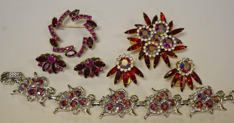 Red Rhinestone Demi-Parure Set (1 of 4)
