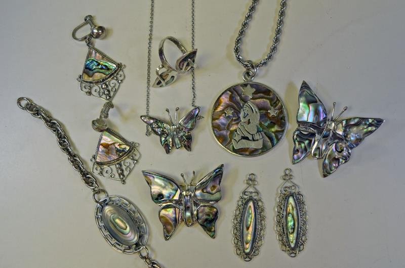 A Group of Mexico Sterling & Abalone (1 of 1)