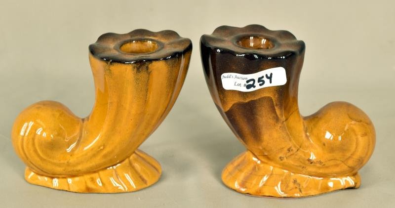 Anna Van Briggle Horn Candle Holders (1 of 3)