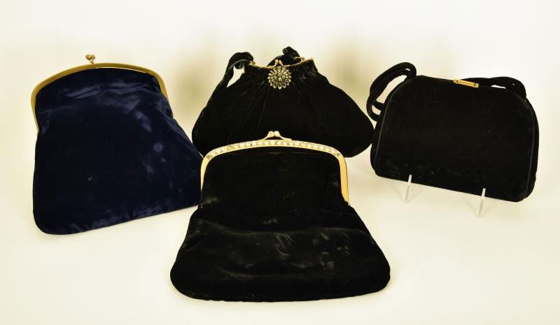 Group of Vintage Velvet Handbags Featuring three black (1 of 1)