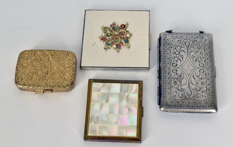 Group of Compacts Consisting of Zell, small silver tone: Consisting of Zell, small silver tone case, Marhill and Revlon.
