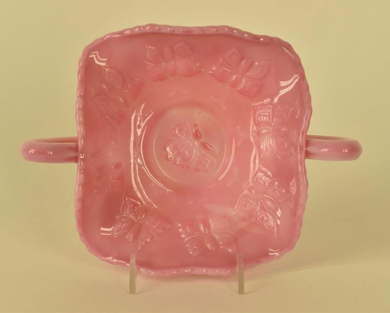 Fenton Roseline Butterfly Double Handle Dish Excellent (1 of 2)