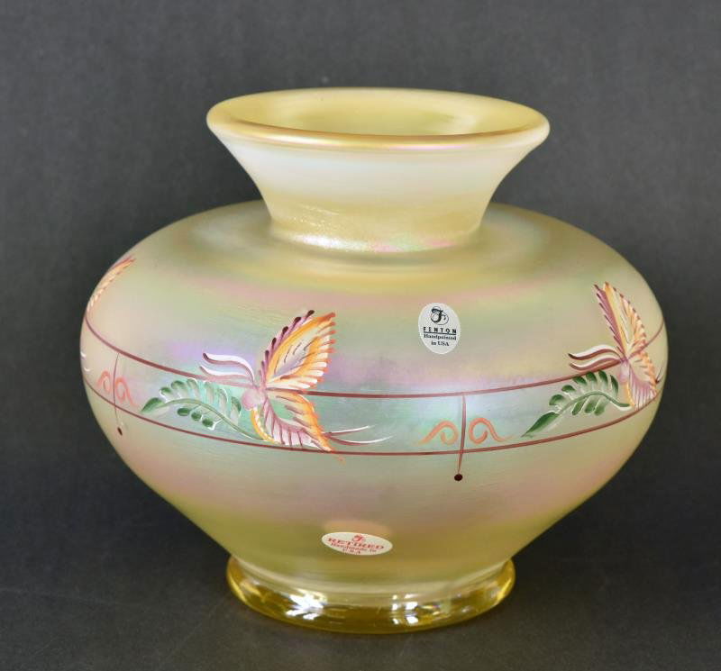 Fenton Aurene Millennium Collection Vase Hand painted (1 of 3)