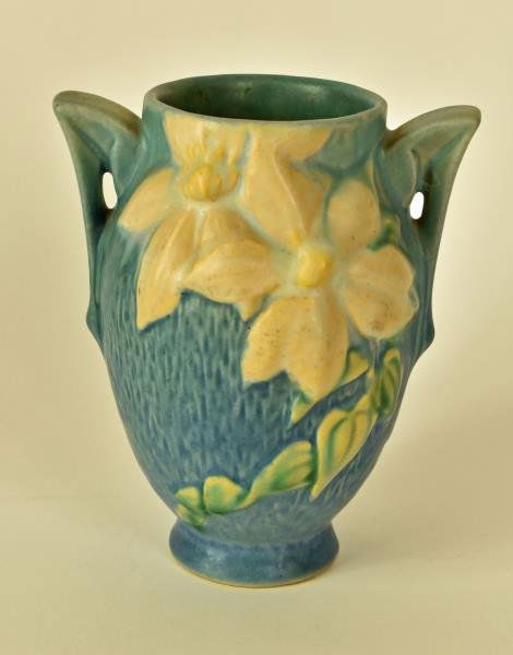 Roseville Clematis Double Handle Vase Marked Roseville, (1 of 3)