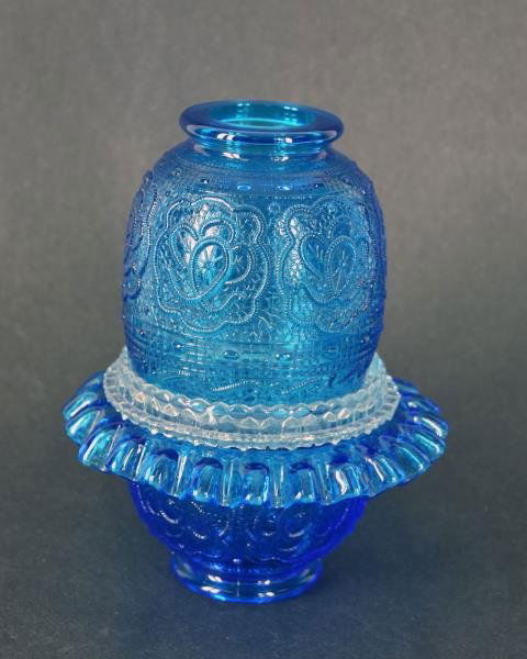 Fenton Blue Persian Medallion Fairy Lamp Featuring a (1 of 2)