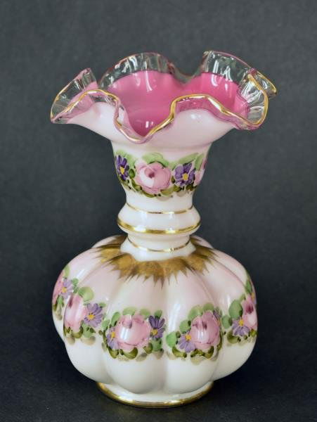Fenton Charlton Pink Cased Vase Featuring hand painted (1 of 3)