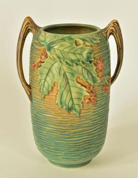 Roseville Bushberry Double Handle Vase Marked (1 of 3)