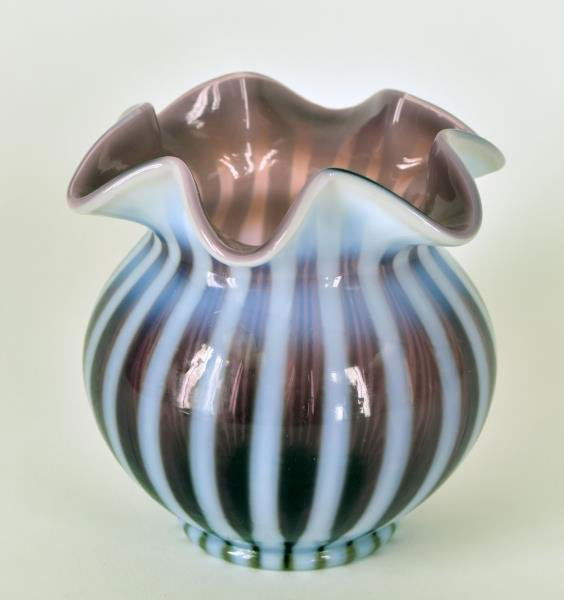 Fenton Purple Opalescent Vase Featuring striped (1 of 3)