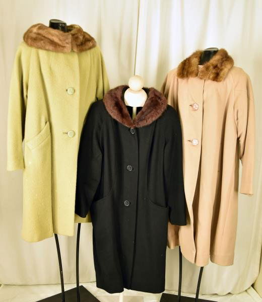 Vintage 1940's & 50's Fur Collar Coats Consisting of (1 of 5)