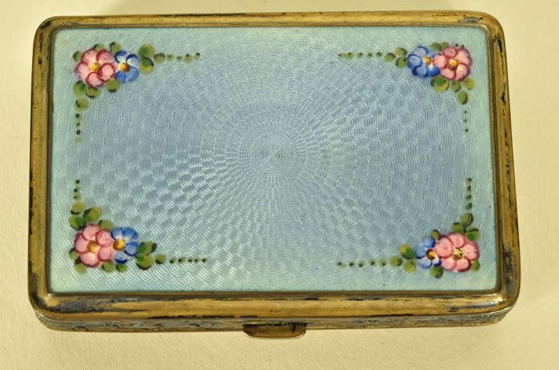 Vintage Sterling &  Enamel Cigarette Case Marked (1 of 4)