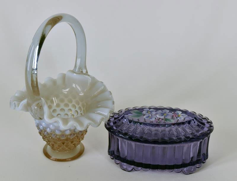 Fenton Purple Glassware Featuring a covered dresser jar (1 of 3)