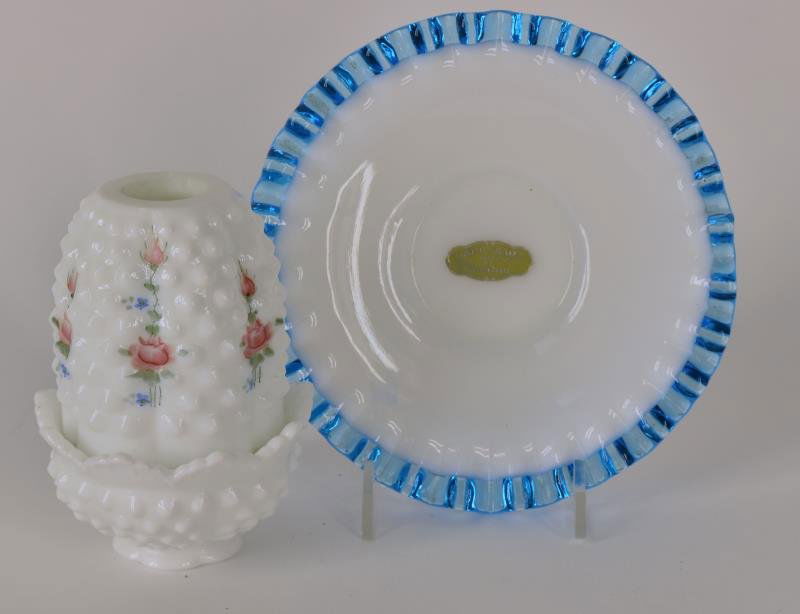 Fenton Hand Painted Hobnail Fairy Lamp Hand painted by (1 of 1)