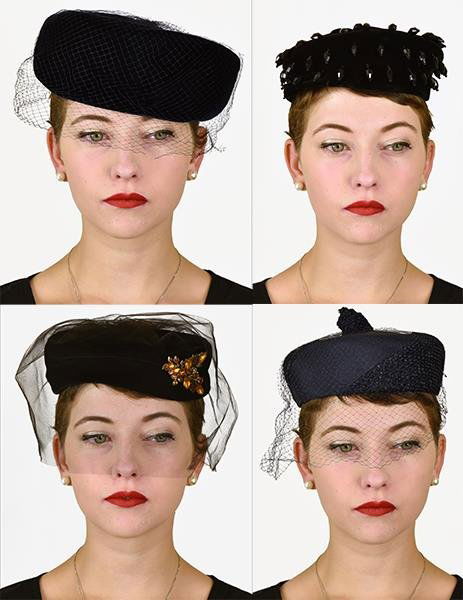 Four Vintage Navy & Black Hats Featuring hats from (1 of 5)