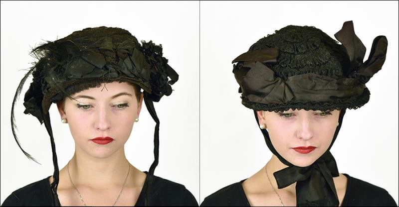 Two Black Victorian Hats Consisting of two ribbon (1 of 3)