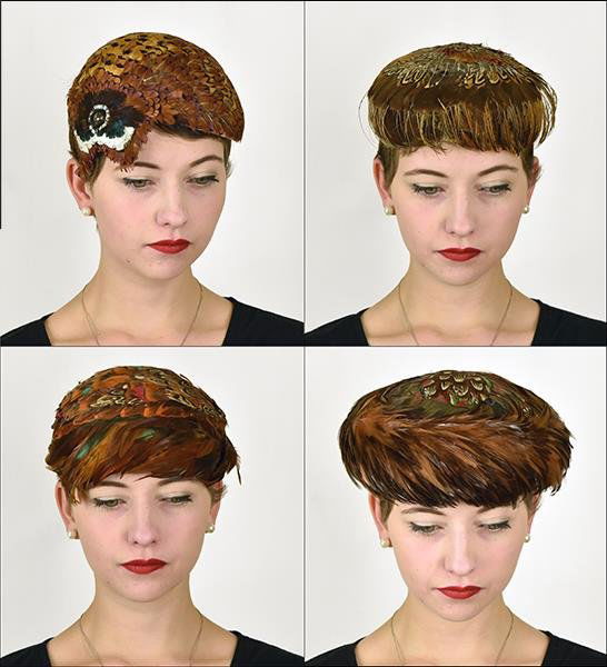 Group of Four  Vintage Feather Hats Consisting of hats (1 of 5)