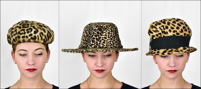 Group of Leopard Faux Hats Consisting of a 1920's faux (1 of 4)
