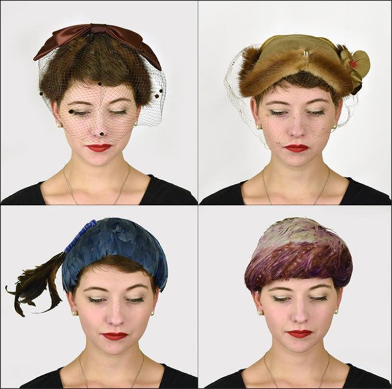 Group of Four Band Hats Consisting of two feather hats (1 of 5)